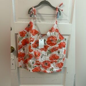 Elegant Floral Camisole with Red Poppies